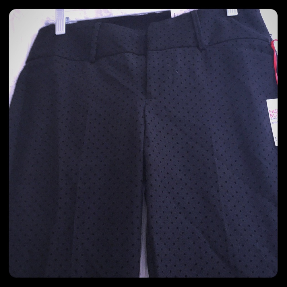 NWT Black w/polka dots flared ankle dress pants!